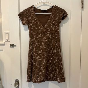 Brown V-Neck Dress